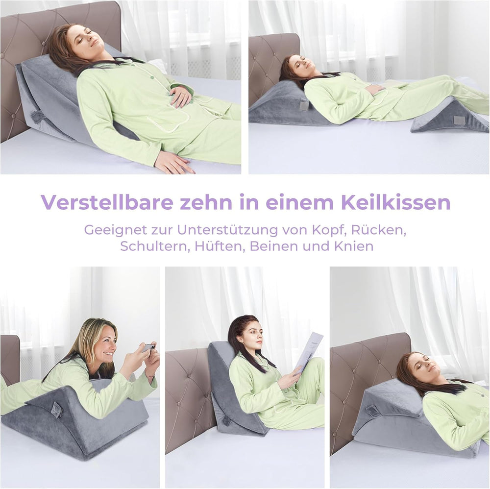 Pernă cu pană reglabilă cu spumă de înaltă densitate, pernă ergonomică pentru spate pentru pat și canapea, pernă de citit antireflux pentru dormit, joacă, vizionarea la televizor (Greu)