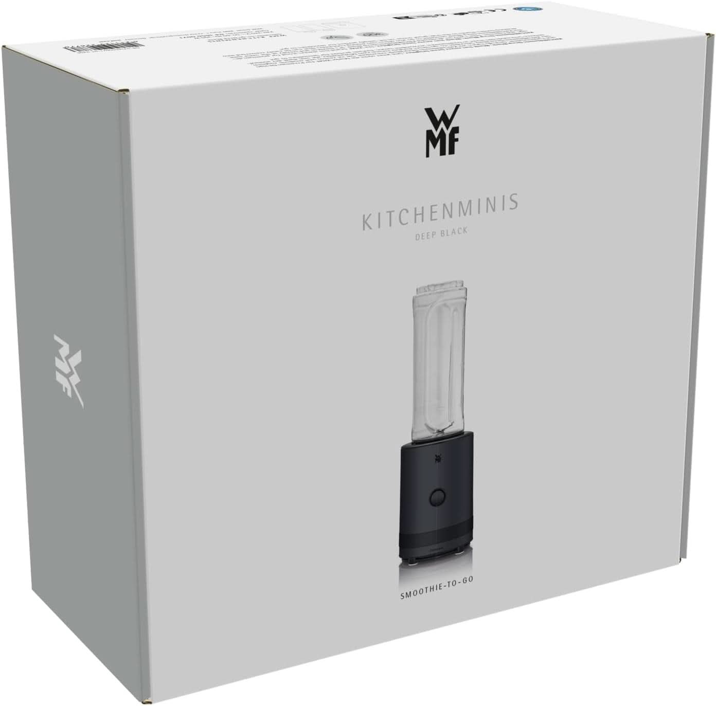 WMF Küchenminis Smoothie-To-Go, Mini mikser stojący Mit Zwei Mix-/Trinkbehältern 0,6 l, mikser Hochleistungsmixer 300 W, Edelstahl Matt, Schwarz Kitchen Naty Shop