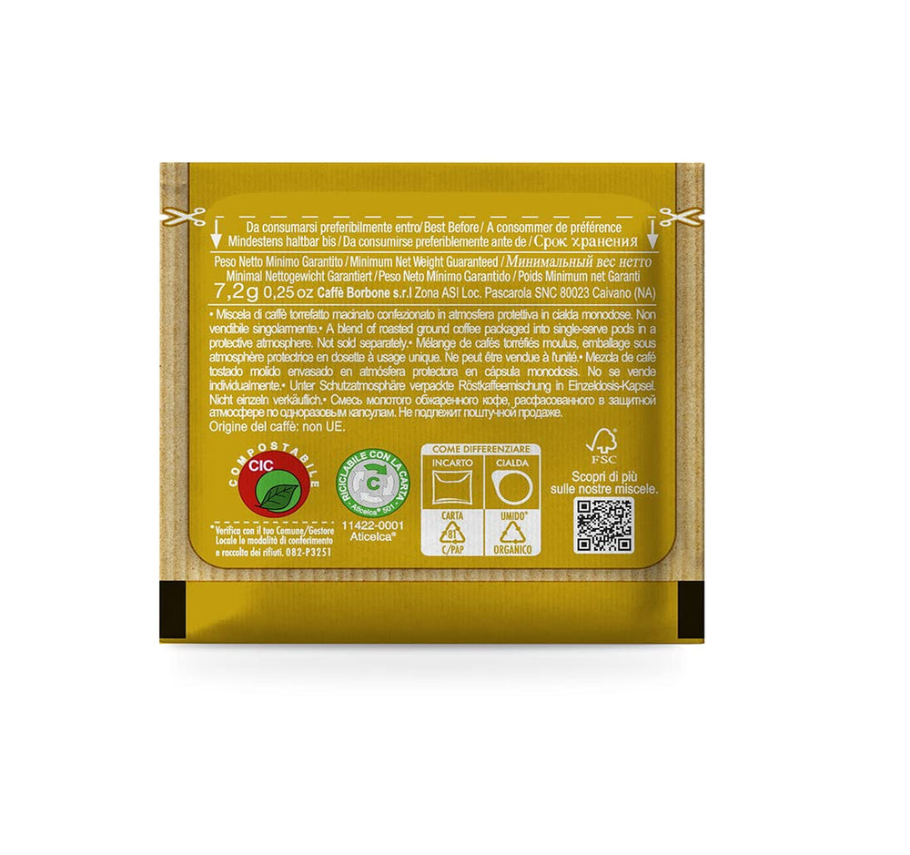Caffè Borbone Kompostierbare Kaffeepads, Gold-Kaffeemischung - 100 Pads - Kompatibel mit ESE System Papier Pads 44 mm