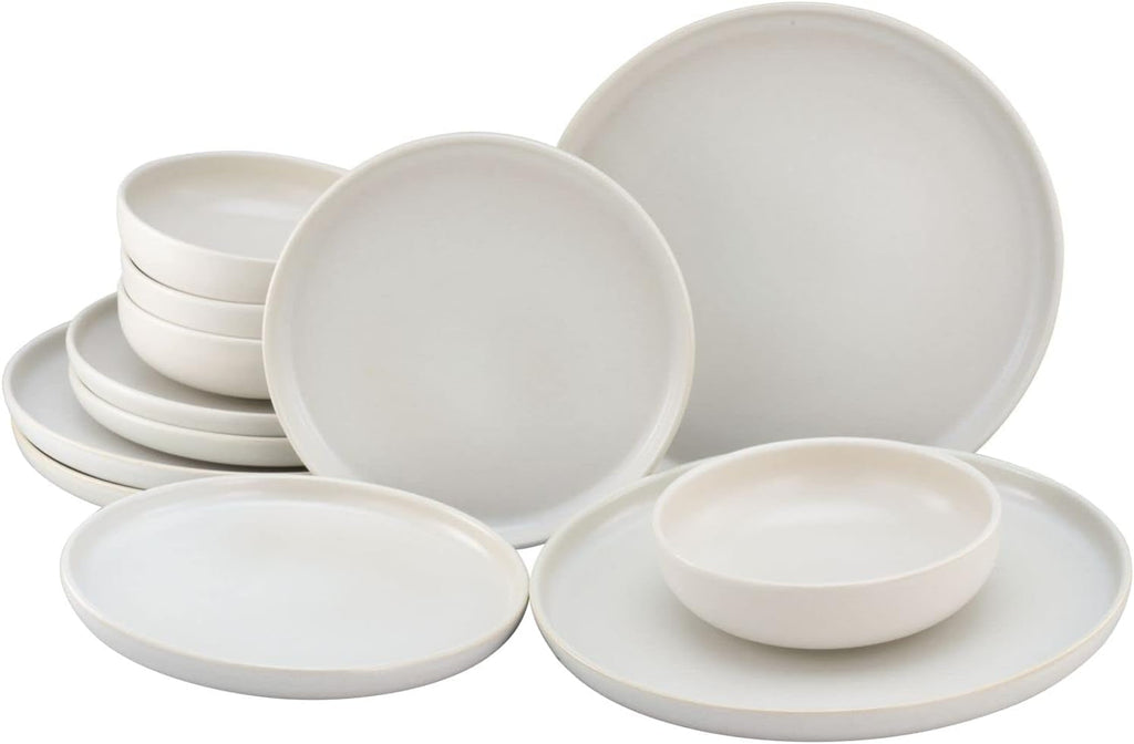 Creatable, 22979, Serie Uno BLACK, 12-Teiliges Geschirrset, Teller Set Aus Steinzeug, Spülmaschinen- Und Mikrowellengeeignet, Made in Portugal Seturi vesela masa Naty Shop Offwhite Tafelservice 12 Teilig