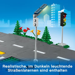 LEGO City Straßenkreuzung mit Ampeln, Bauset mit im Dunkeln leuchtenden Steinen 60304