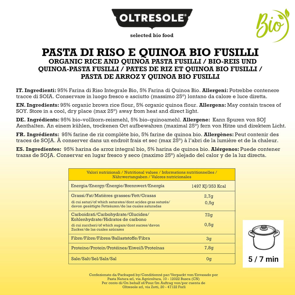 - Bio-Reis- und Quinoa-Pasta glutenfrei, Fusilli-Format - glutenfreie Pasta mit Vollkornreismehl und weisser Quinoa aus biologischem Anbau, wegańskie, Packung mit 3 Packungen à 350 g