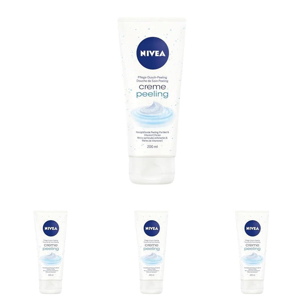 NIVEA Creme Peeling, exfoliant de corp hrănitor cu particule fine și vitamina E, 200 ml Duș și baie Naty Shop Set 4 x 200 grame