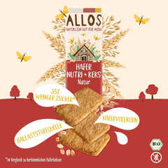 Biscuiți din ovăz organic Allos Nutri | Biscuiți crocanți din ovăz integral | Îndulciți cu miere | 6 x 130 g