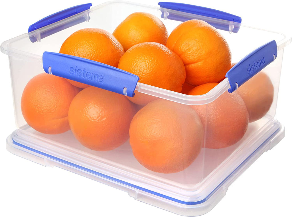 Borcan pentru depozitarea alimentelor Sistema KLIP IT, 5 litri, borcan de depozitare stivuibil și etanș cu capac, potrivit pentru frigider/congelator, plastic fără BPA, clipsuri albastre, 1 bucată (pachet de 2) Cutii depozitare alimente Naty Shop