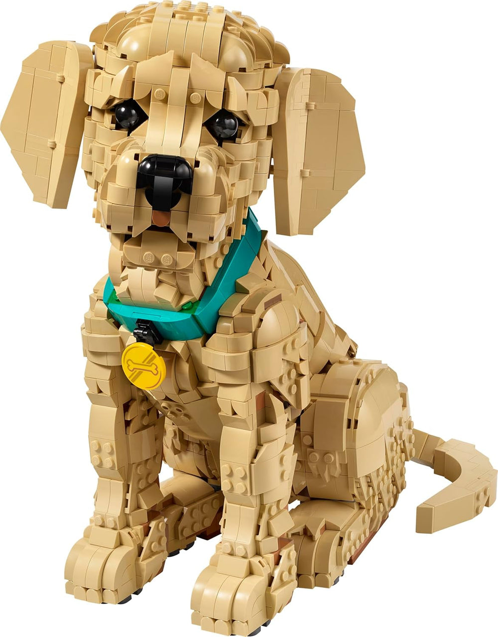 LEGO Icons Golden Retriever Welpe - Modellbau für Erwachsene - 3D Tierfigur zum Ausstellen mit Halsband & Medaille - DIY Deko für Regal oder Schreibtisch - Geschenkidee für Kunst- & Bastelfans - 11384