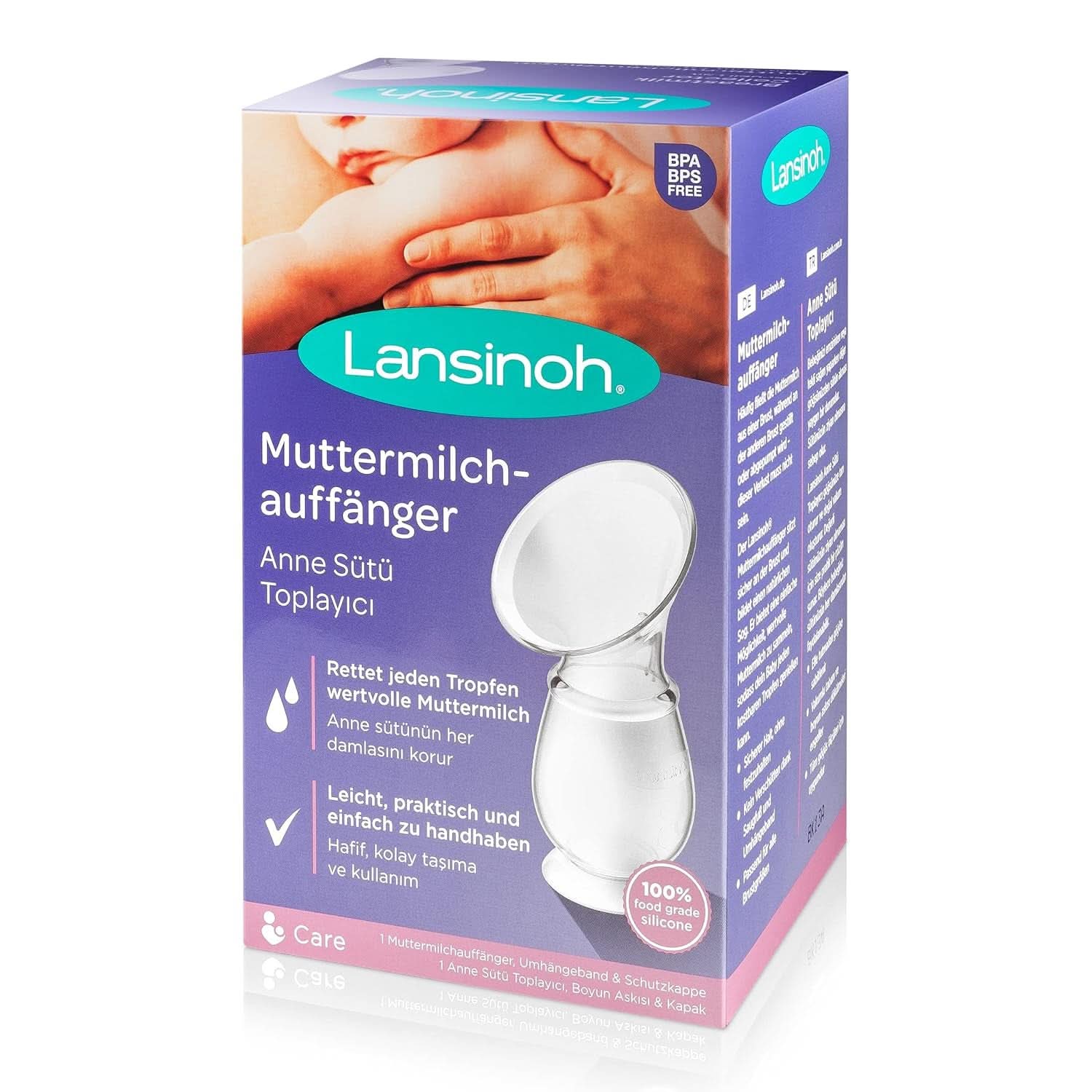 Lansinoh Silikon Milchpumpe & Muttermilchauffänger - Angenehmes & Extrem Weiches Silikon - Rettet Jeden Tropfen Muttermilch - Alternative Zu Milchauffangschalen, 1 Stück (1Er Pack) Akcesoria Żywność i karmienie piersią Bebe Naty Shop Single Vörangermodell