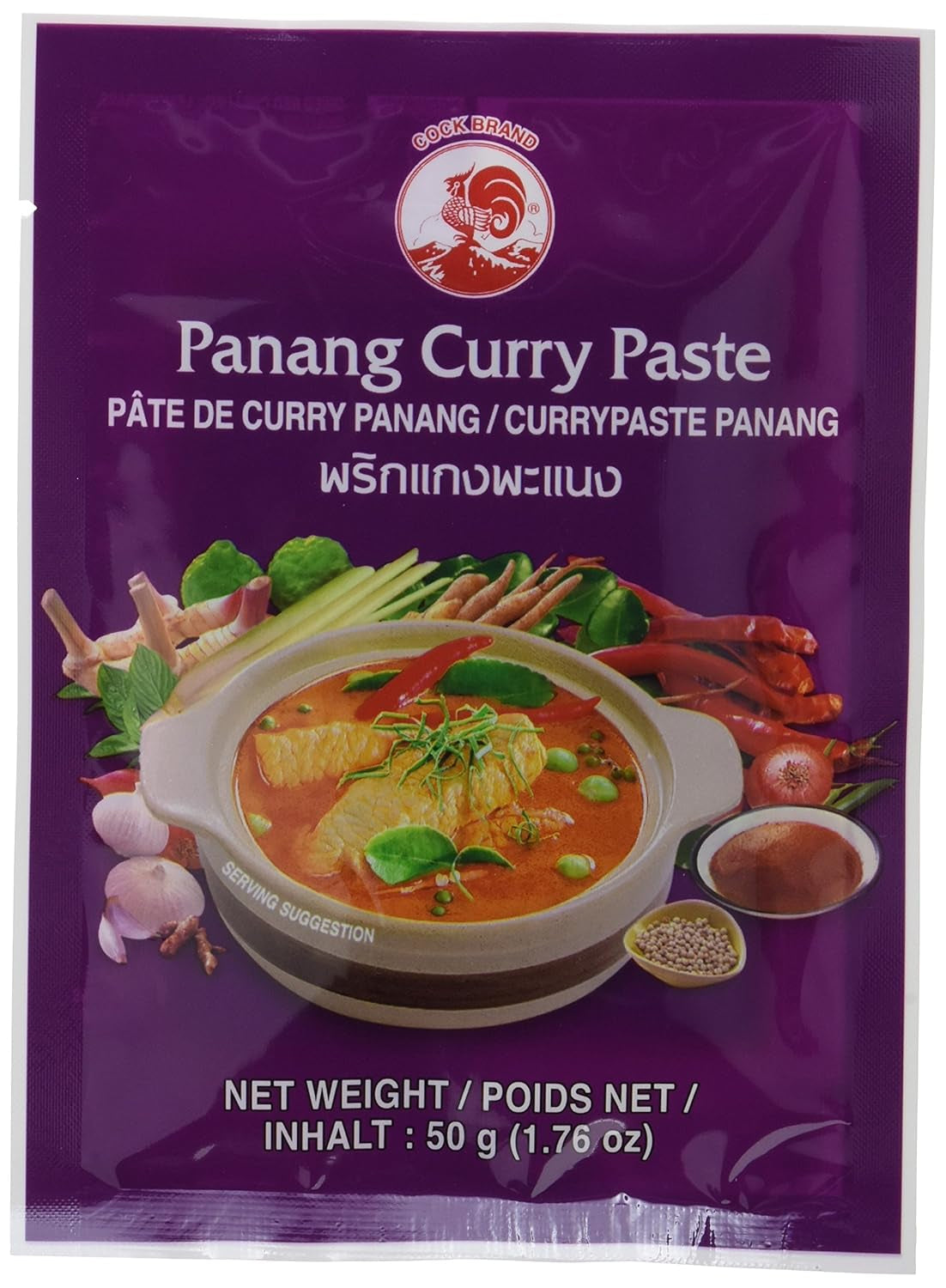 Kogut Currypaste Panang, średni Schärfe, autentyczny thailändisch Kochen, naturalne składniki, wegańskie, halal i bezglutenowe (1 x 50 g)