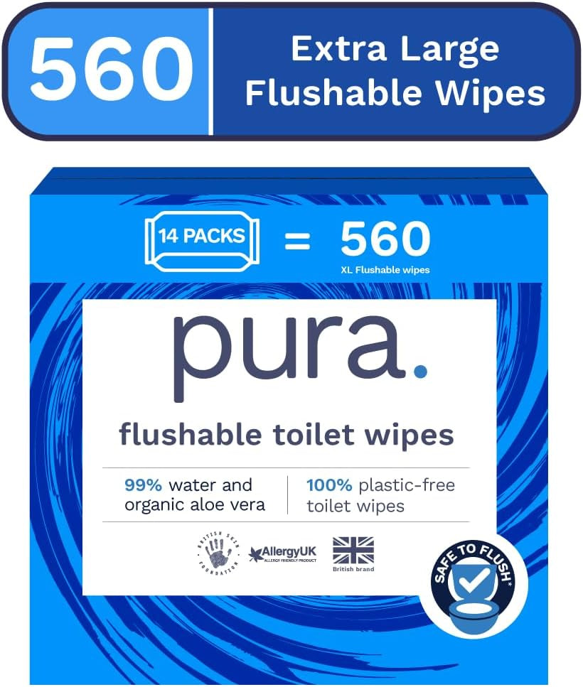 Ekologiczne jednorazowe chusteczki nawilżane 560 chusteczek (14 x 40 chusteczek) Opakowanie miesięczne 100% bez plastiku 99% wrażliwe na wodę Chusteczki nawilżane delikatne do spłukiwania Certyfikowane biodegradowalne wegańskie