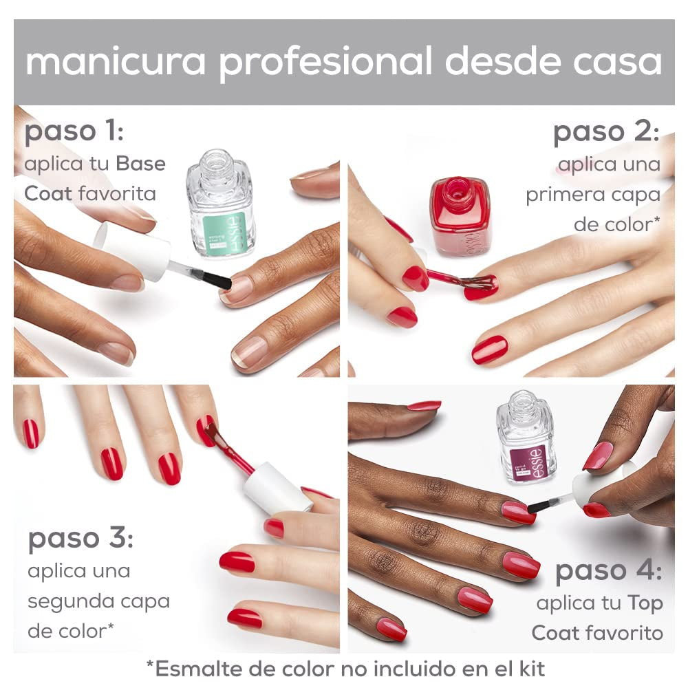 Set de ojă Essie Routine Nail Care Duo, cu bază Strong Start și top coat Good to Go. Set de ojă profesională pentru unghii mai puternice și mai sănătoase și un finisaj lucios, de lungă durată.
