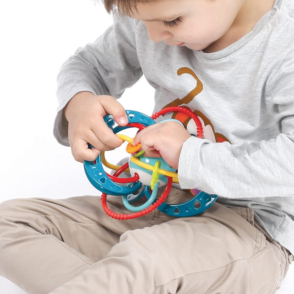 LUDI - Clopoțel Planet - Jucărie pentru copii - De la 3 luni - Culori vibrante, texturi diferite și formă originală - Promovează abilitățile motorii fine și dexteritatea Jucarii Bebe Naty Shop