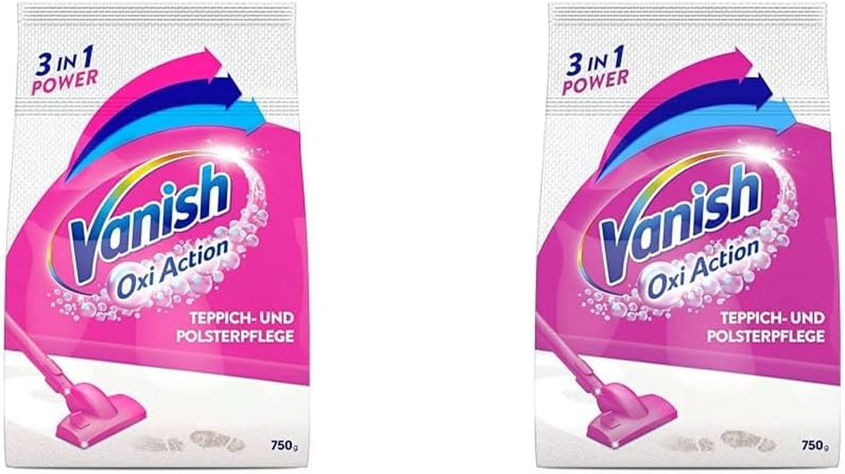 Vanish Oxi Action Proszek do czyszczenia dywanów i tapicerki - 1 X 820 G - Czyści duże powierzchnie dywanów i tapicerki z brudu, nieprzyjemnych zapachów i kurzu Naty Shop Detergenty do prania 2 x 820 gramów