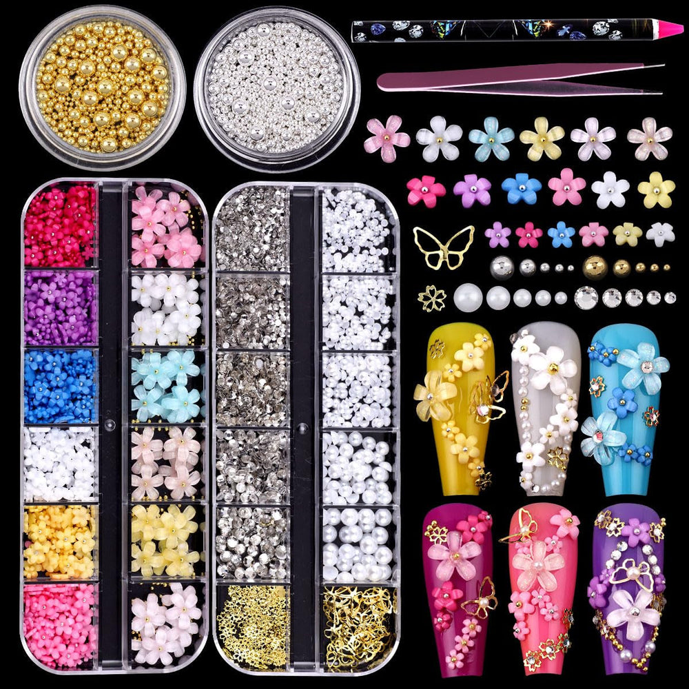 GZMAYUEN 920Pcs Gold Silber Flatback Perlen Für Nägel, Halbrunde Weiße Beige Nail Perlen, Kleine Halbrunde Flatback Perlen Für DIY Nail Art Decor