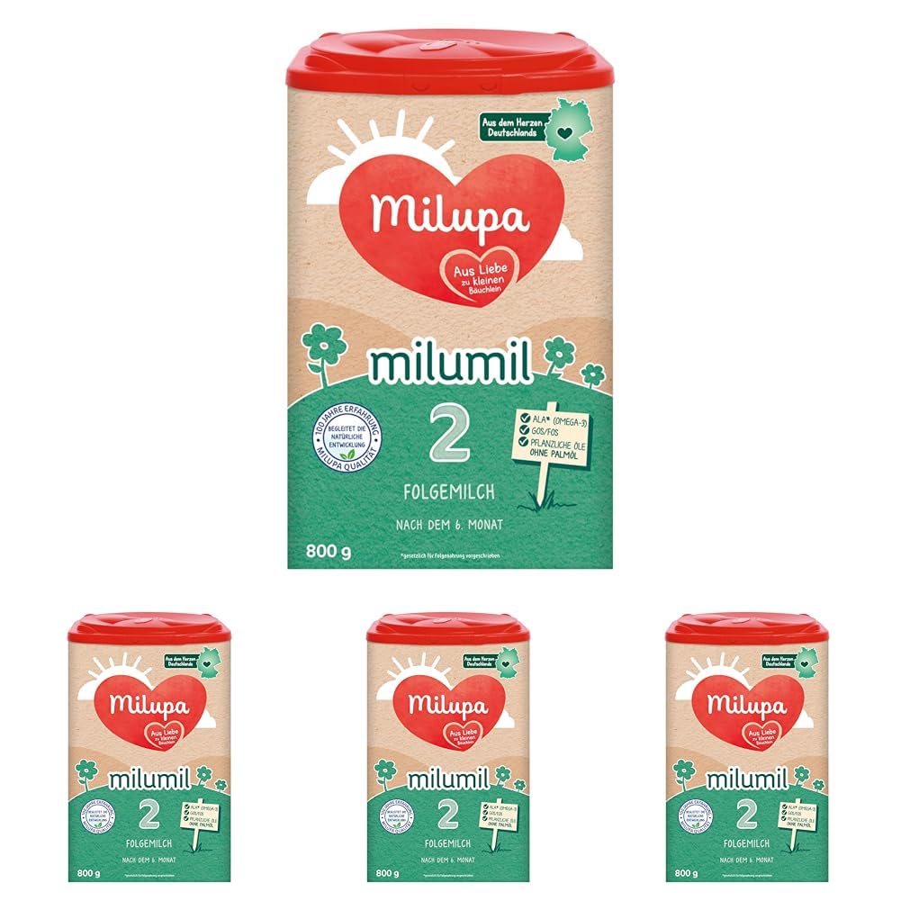 Milupa Milumil Pre, Mleko w proszku dla niemowląt - Z ważnymi składnikami odżywczymi i bez oleju palmowego - 800 g Naty Shop 4 x 800 gramów Milumil 2