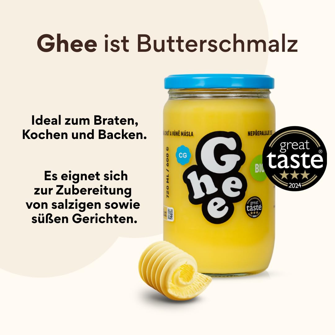 Masło Ghee BIO 600 g - Idealne do smażenia i pieczenia. Nie zawiera laktozy