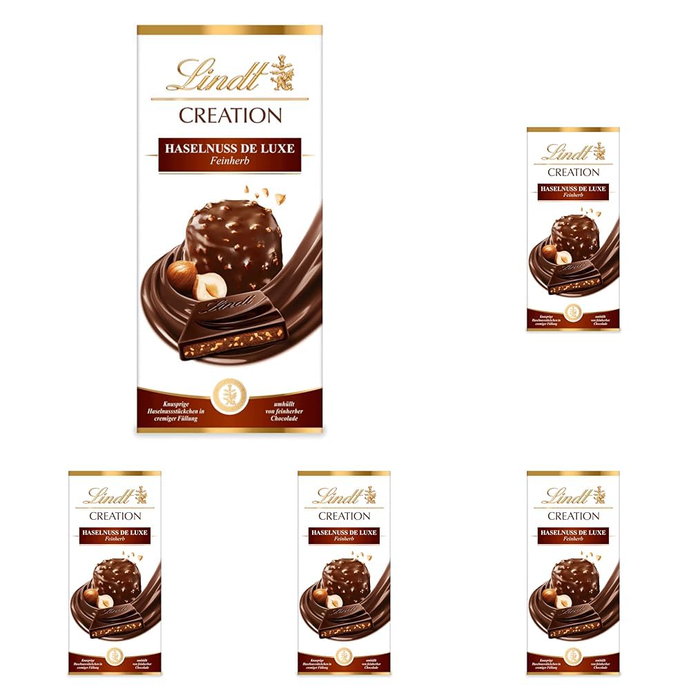 Lindt Creation Hazelnut De Luxe Bar - Ciemna czekolada z chrupiącymi orzechami laskowymi w kremowym nadzieniu