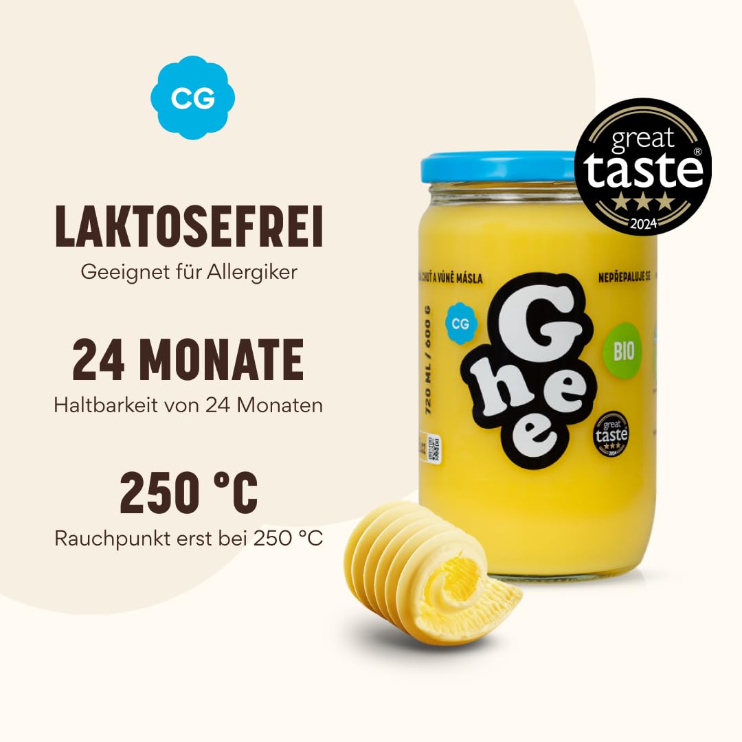 Masło Ghee BIO 600 g - Idealne do smażenia i pieczenia. Nie zawiera laktozy