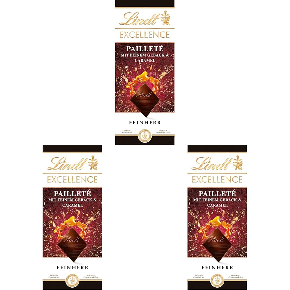 Lindt EXCELLENCE Kawałki Ciasta Z Cekinami I Karmelem - Delikatna ciemna czekolada o intensywnym smaku kakao