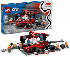LEGO City Pit Stop F1 z zespołem i Ferrari Speedster - Zestaw pit stopu Formuły 1 z 1 kierowcą wyścigowym i 4 mechanicznymi minifigurkami - Zabawkowy samochód wyścigowy dla chłopców i dziewcząt w wieku 6+ - 60443 Zestawy do budowania Beuche den LEGO-Store Default Title