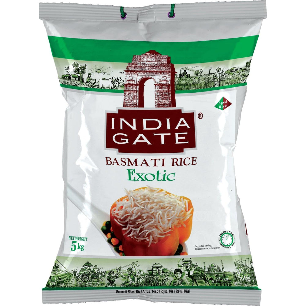 INDIA GATE Premium Basmati Rice – Długoziarnisty drobnoziarnisty, aromatyczny ryż z Indii, drobnoziarnisty długoziarnisty (1 x 5 kg)