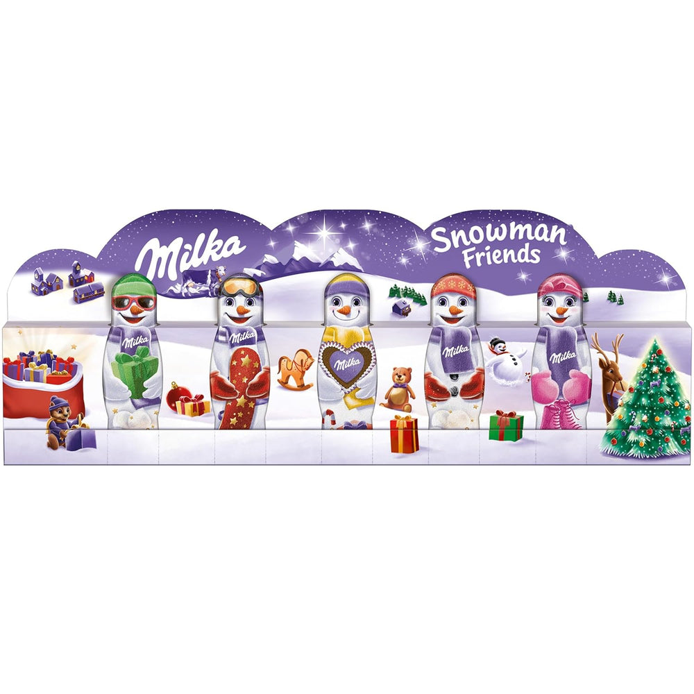 Milka Snowman Friends Alpine Milk - Mini bałwanki z delikatnej czekolady z mlekiem alpejskim - 5 x 15g