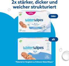 WaterWipes Sensitive+ Chusteczki nawilżane dla noworodków i dzieci, 720 sztuk (12 szt.), 3 w 1 czyszczenie, pielęgnacja, ochrona, 99,9% wody, bezzapachowy