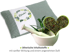 Gözze - Pernă parfumată cu ierburi, umplutură din amestec de ierburi 200G, capac din bumbac 100%, 30 X 20 Cm - Verde carouri Perne standard Naty Shop