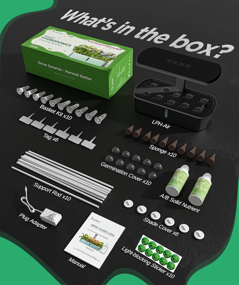 Zestawy do systemów uprawy hydroponicznej LPH-Air WiFi sterowane przez aplikację 24 W Inteligentne oświetlenie do uprawy w ogrodzie w pomieszczeniach Pełne spektrum 10 kapsułek Sadzarka Zestaw upominkowy do ogrodnictwa w pomieszczeniach