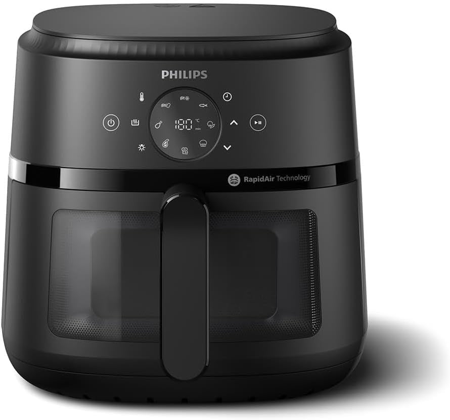 Philips Airfryer seria 2000 4,2 l - Cyfrowy ekran dotykowy, 13 opcji gotowania, 9 zaprogramowanych funkcji, Do 90% mniej tłuszczu dzięki technologii Rapidair, moc 1500 W Urządzenia Naty Shop 6,2 l - Sichtfenster