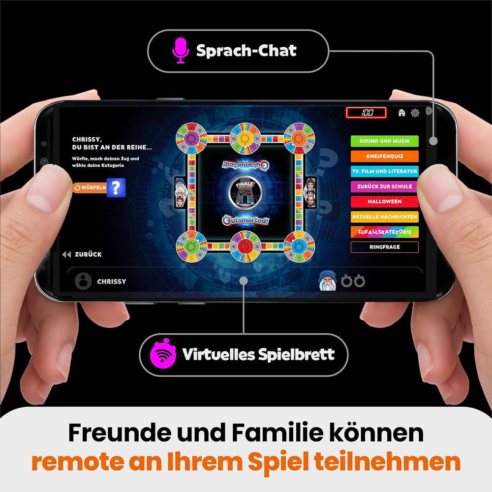 Outsmarted – cyfrowa gra planszowa Quiz | Dzieci, młodzież i dorośli | Noc gier nowej generacji dla rodziny i przyjaciół | 2–24 graczy | Wiek 8+ | Ponad 10 000 pytań