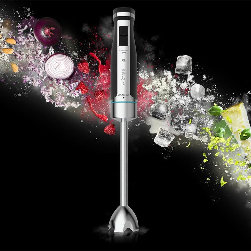 Mikser ręczny Cecotec Powergear 1500 - Klingen Aus Titanium Beschichtung, 21 Geschwindigkeitsstufen, 1500 W, Inklusiv Glas Mit Deckel. (Schwarz Und Edelstahl, XL) Sklep z kuchnią Naty