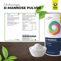 Raab Vitalfood® D-Mannose Pulver (220 G) - Frei Von Zusätzen, Vegan, Glutenfrei, Gut Löslich, Mit Meßlöffel in Der Dose, Vorratspackung, 100% D-Mannose (Gewonnen Aus Mais) Indulcitori Naty Shop