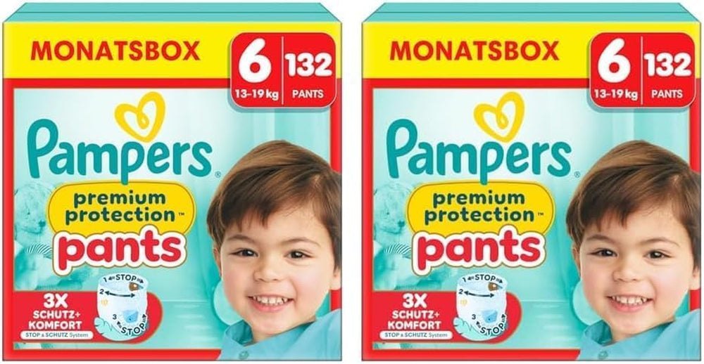Spodnie ochronne Pampers Premium rozmiar 7, 123 pieluszki, 15 kg+, z regulacją 360° i miękkimi mankietami zapobiegającymi wyciekaniu dla optymalnego komfortu i ochrony