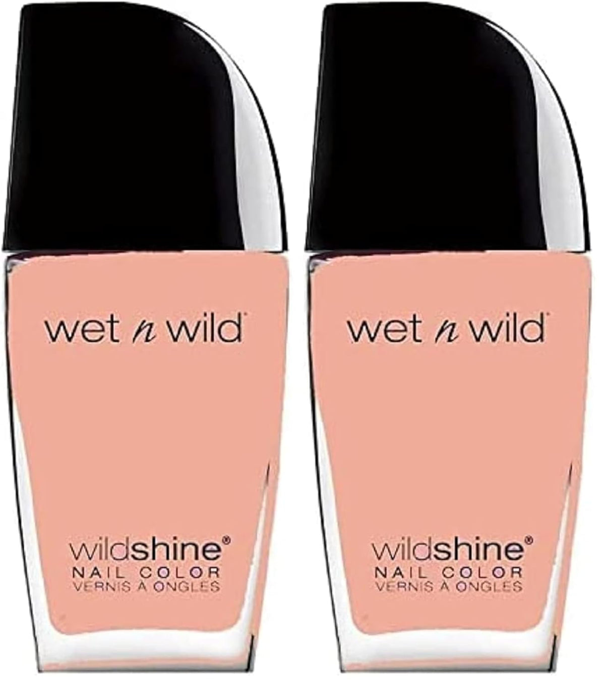 Lakier do paznokci Wet n Wild Wild Shine, bez formaldehydu, toluenu i ftalanów, długotrwała formuła szybkoschnąca, łaskoczący róż (2 szt.)