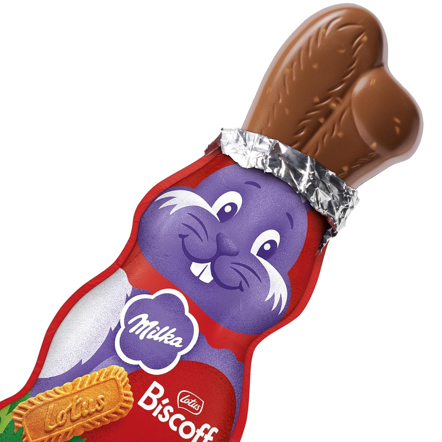 Milka Smiling Bunny Biscoff – delikatny zajączek wielkanocny z czekoladą i kawałkami ciastek Lotus Biscoff – 95g