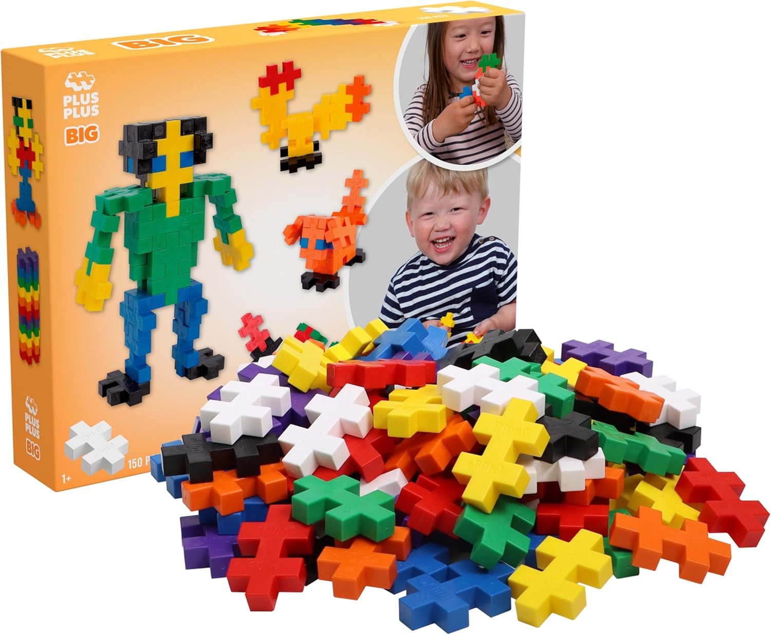 Plus-Plus 9603210 Geniales Konstruktionsspielzeug, Open Play Big Basic Mix, zestaw Bausteine, 100 sztuk, Mehrfarbig, Mehrfarbig