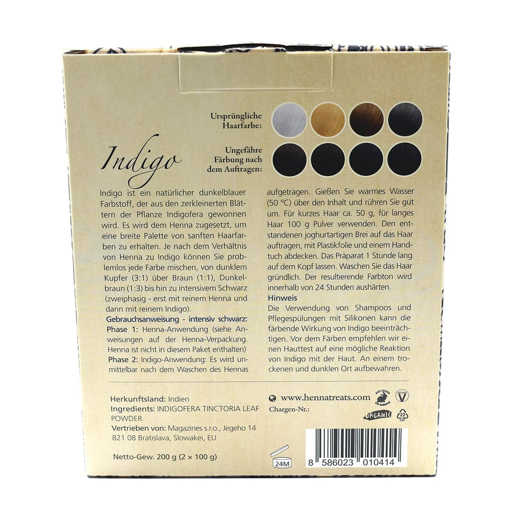 Indigo - Negru - Culoarea naturală a părului - Pulbere - 200g Vopsea pentru par Naty Shop