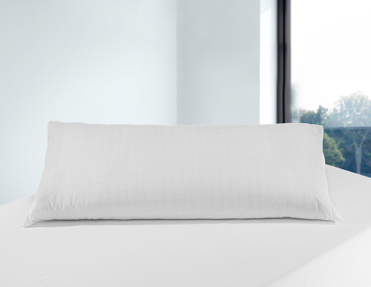 Savel, pernă anti-stres cu capac dublu, fermitate medie, 105 X 40 Cm Perne standard Naty Shop Alb 40X105Cm