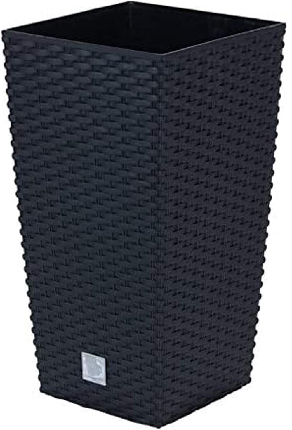 Ghiveci/ghiveci cu aspect de ratan Prosperplast cu insert | 32,5 x 32,5 x 61 cm | antracit | rezistent la intemperii și UV | fabricat din plastic robust | pentru interior și exterior
