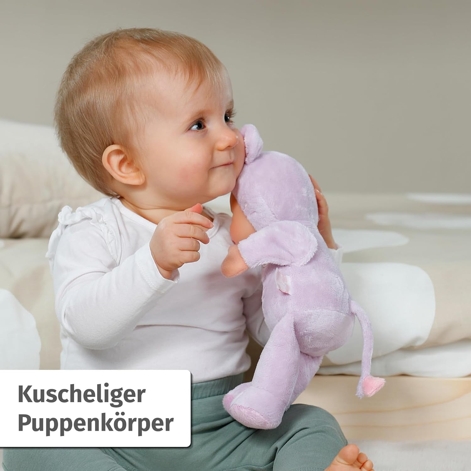 Păpușă moale Baby Born for Babies Mouse, 26 cm, cu urechi și buzunare pentru degete, pentru nou-născuți, 836590 Zapf Creation, Roz