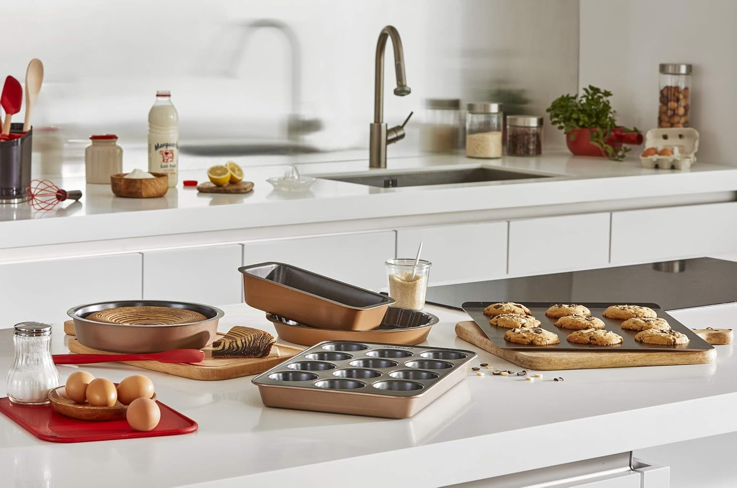 Tefal Airbake J2555014 Muffinform, Antihaftbeschichtung, Karbonstahl, Braun, 29 X 41 Cm Formy i blachy do pieczenia Naty Shop