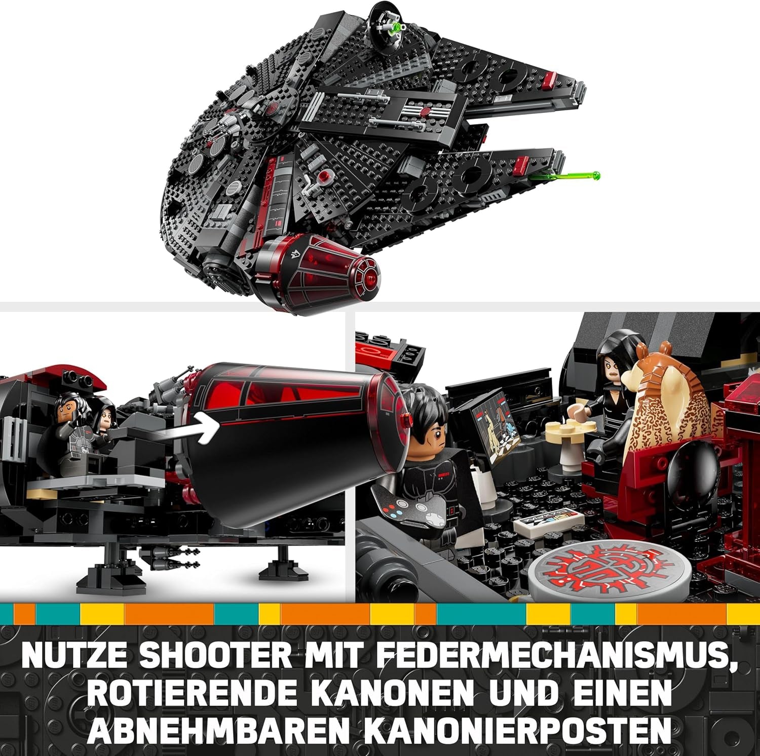 LEGO Star Wars Dark Millennium Falcon, zestaw statku kosmicznego, zabawka do budowania dla dzieci, prezent urodzinowy dla chłopców, dziewcząt i fanów, zabawka przygodowa 75389 Zestawy do budowania Besuche w sklepie LEGO