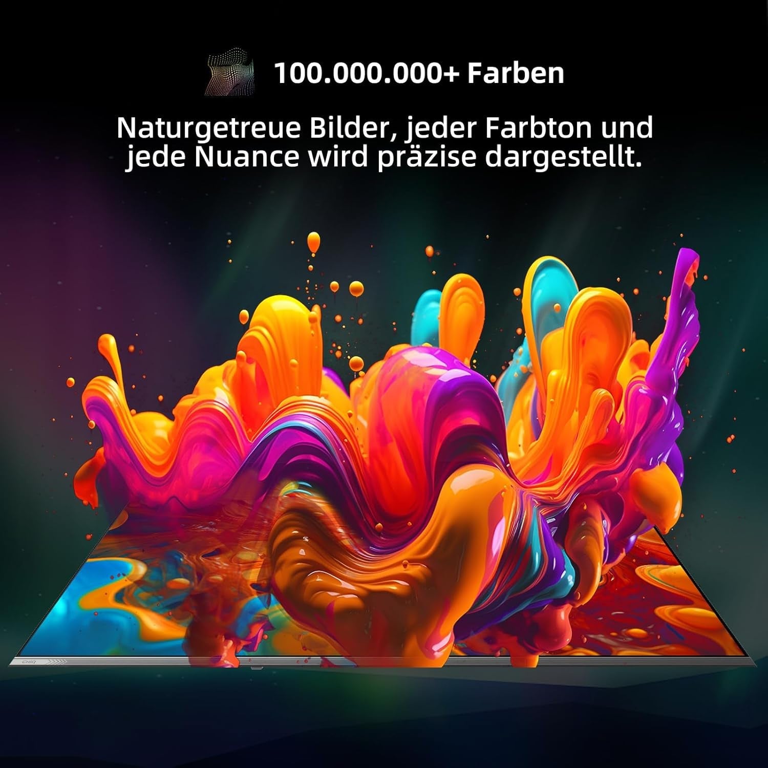 CHIQ 50QA10 Televizor inteligent QLED 4K UHD de 50 de inci cu Google, QLED Pro, DLG 120Hz, MEMC, VRR, ALLM, HDR10, Dolby Audio, 4x HDMI 2.1, gamă largă de culori, carcasă metalică fără ramă, Chromecast, Asistent Google