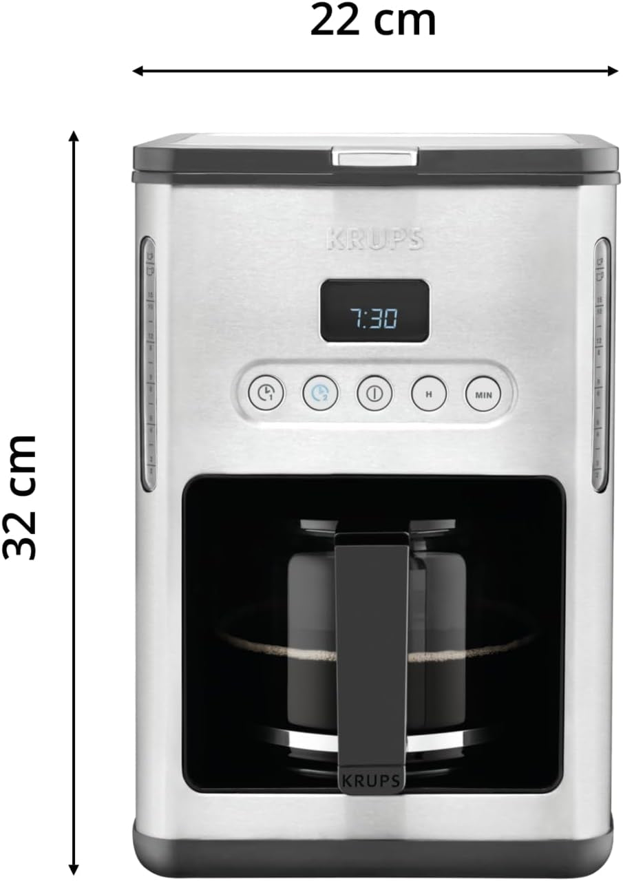 Espressor de cafea cu filtru Krups KM442D Premium | 10-15 cești | 1000 wați | programabil | funcție de menținere la cald | oțel inoxidabil | negru