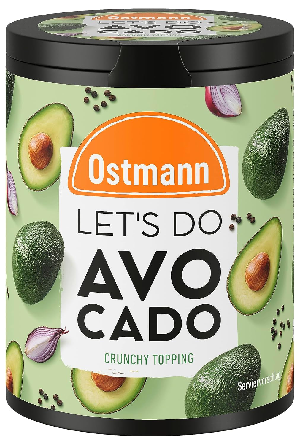Ostmann Gewürze - Zróbmy Awokado | Gewürzsalz für Avocado, Guacamole lub Bowls | Crunchy Topping z Gewürzen, Kräutern i schwarzem Sesam | 70 g w koszu Metalldose