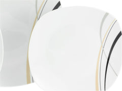 CreaTable, 24029, seria Square City Line, set de veselă din porțelan pentru 6 persoane, 12 piese, potrivit pentru mașina de spălat vase și cuptorul cu microunde, producție de calitate