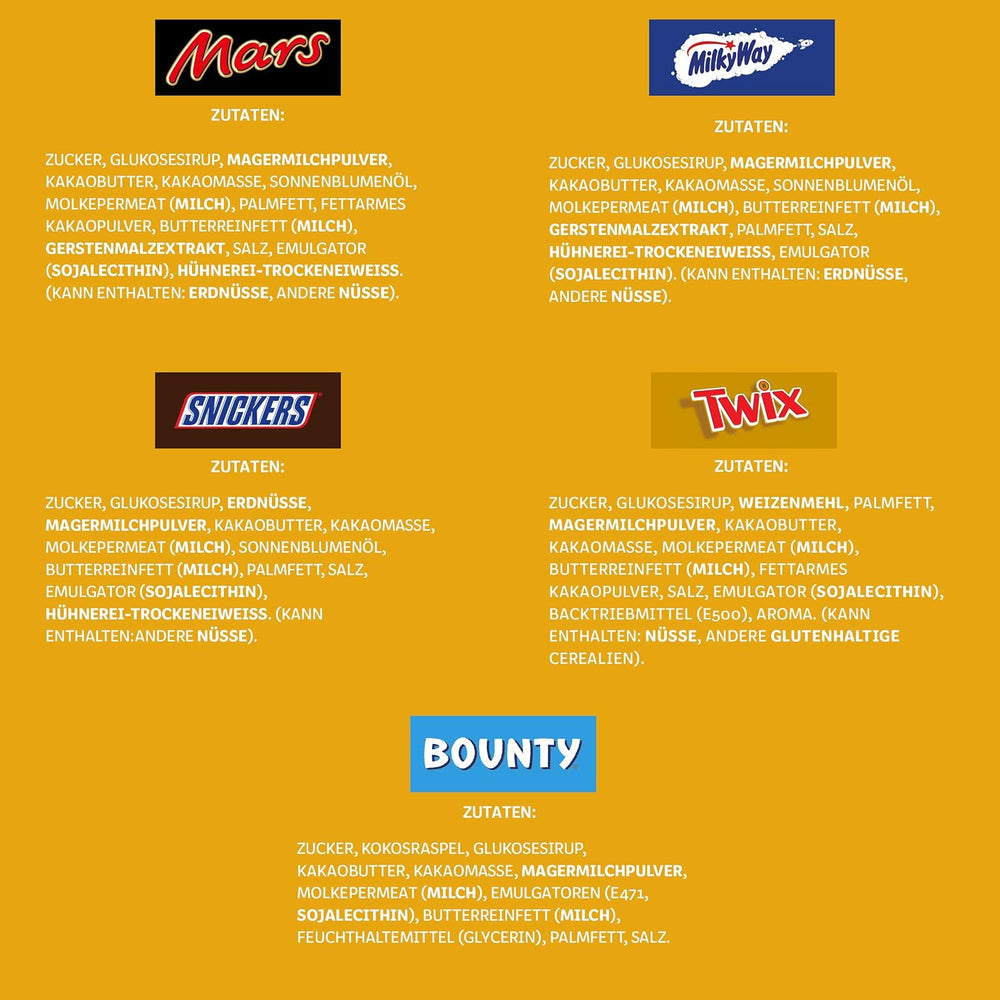 Mini opakowanie zbiorcze mieszanej czekolady, czekolada, 35 mini czekoladowych przekąsek (Mars, Snickers, Bounty, Twix, Milky Way) jako słodycze, prezent czekoladowy, pudełko cukierków (710 g)