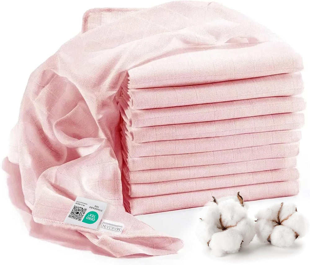 MAKIAN Muślinowe kwadraty, opakowanie 10 sztuk, 80x80cm, certyfikat Oeko-TEX® Standard 100, 10 wysokiej jakości ściereczek do odbijania - podwójnie tkane kwadraty / kwadraty muślinowe, odporne na gotowanie - białe