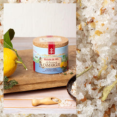 Le Saunier de Camargue Fleur De-Sel Citrone Thymian w dawce 125 g, Premium Meersalz aus Süd-Frankreich, Ideal als Finishing von Speisen und zum Verfeinern von Gerichten