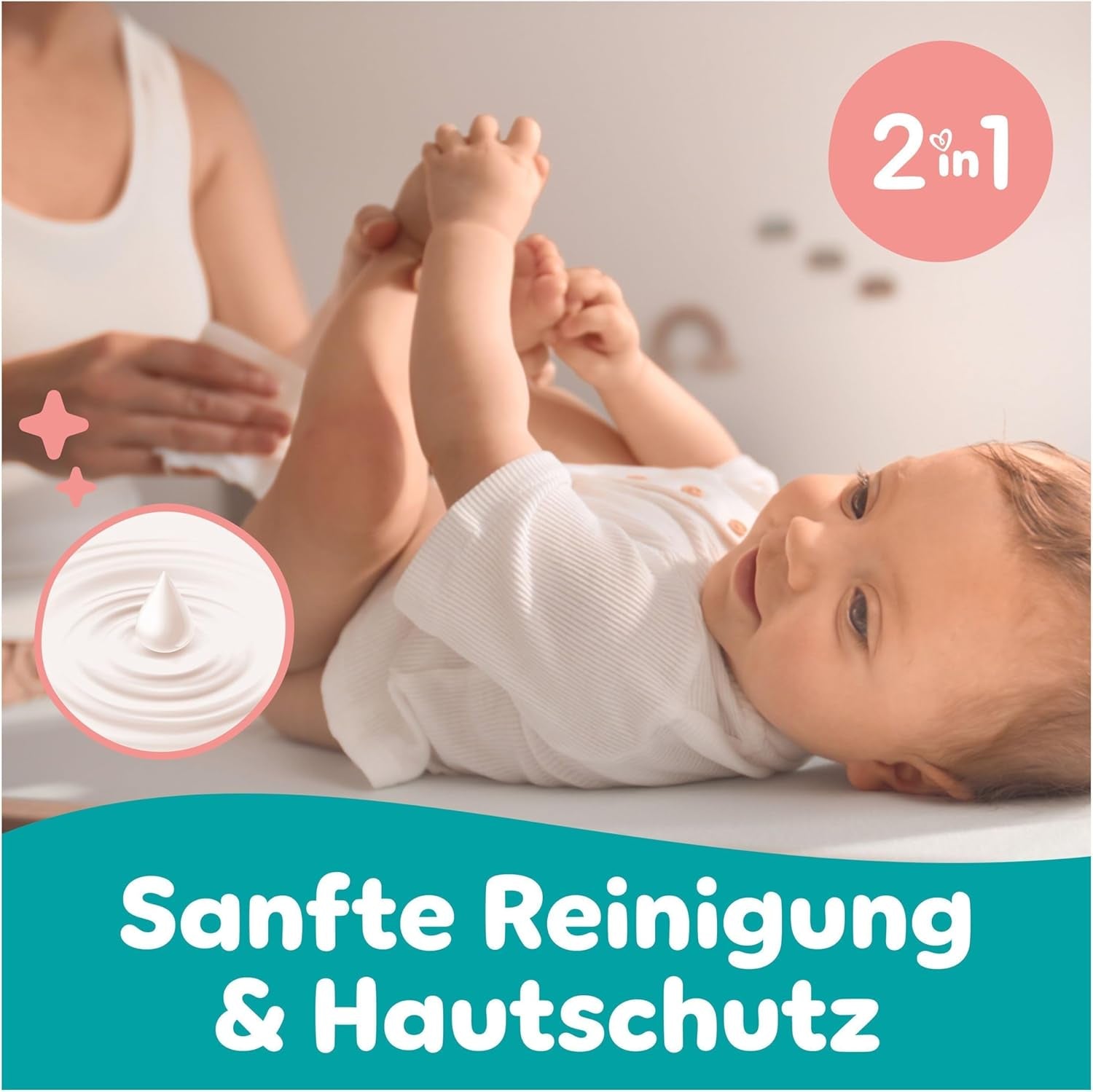 Șervețele umede Pampers Sensitive pentru bebeluși, 15 pachete a câte 80 de șervețele, 1200 de șervețele umede pentru bebeluși, curățare delicată 2 în 1 și protecție a pielii